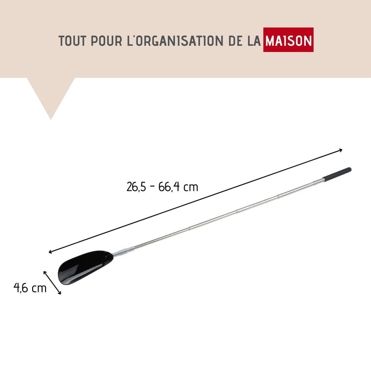 Ensemble de 2 Chausses pieds télescopique 26,5 à 66,4 cm gris ou noir Fackelmann Tecno