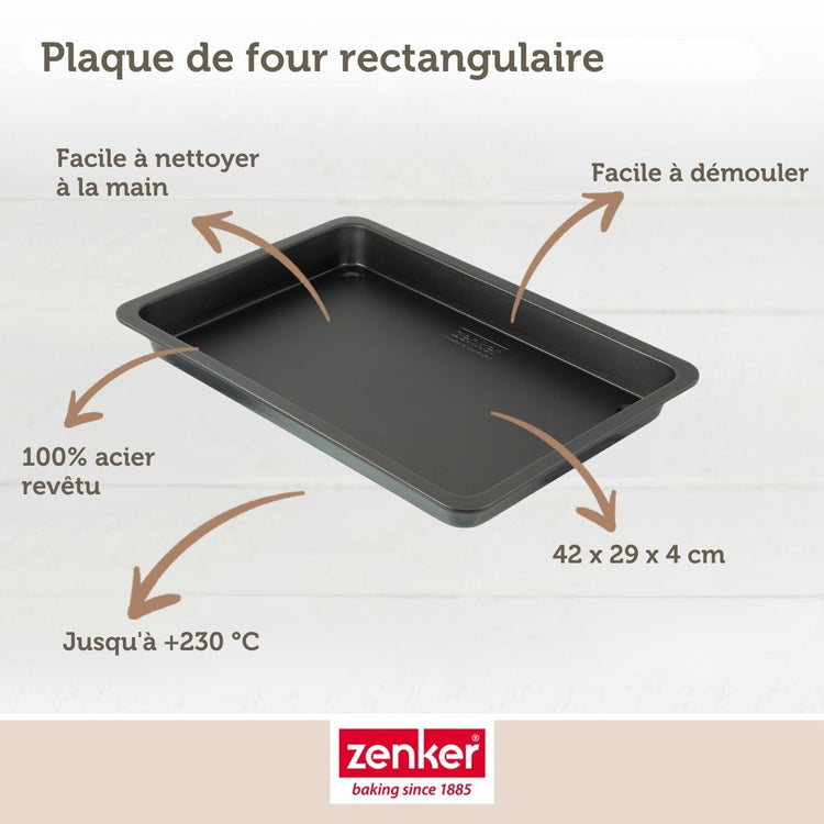 Ensemble de 2 Plaques de four rectangulaire 42 x 29 cm Zenker Black Metallic