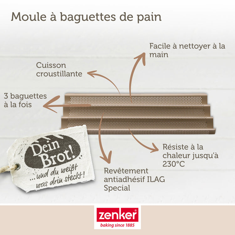 Lot de 2 moules à gâteaux 38,5/24,6/3 cm en acier Zenker Mojave Gold