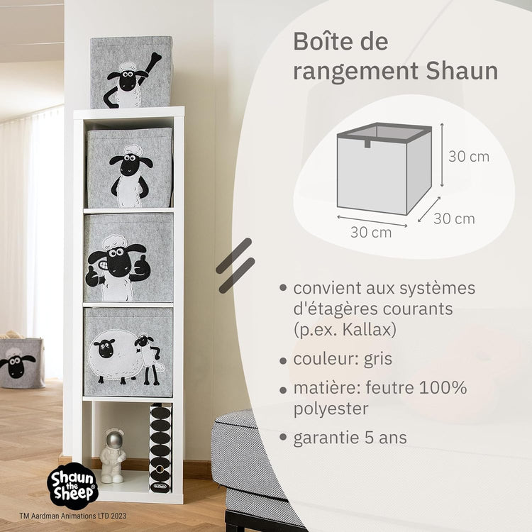 Boîte de rangement en feutre compatible Kallax Shaun poing levé Lifeney Shaun le mouton