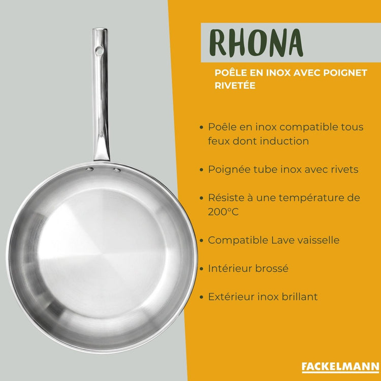 Lot de 2 poêles de cuisson 20 cm et 24 cm en inox Fackelmann Rhona