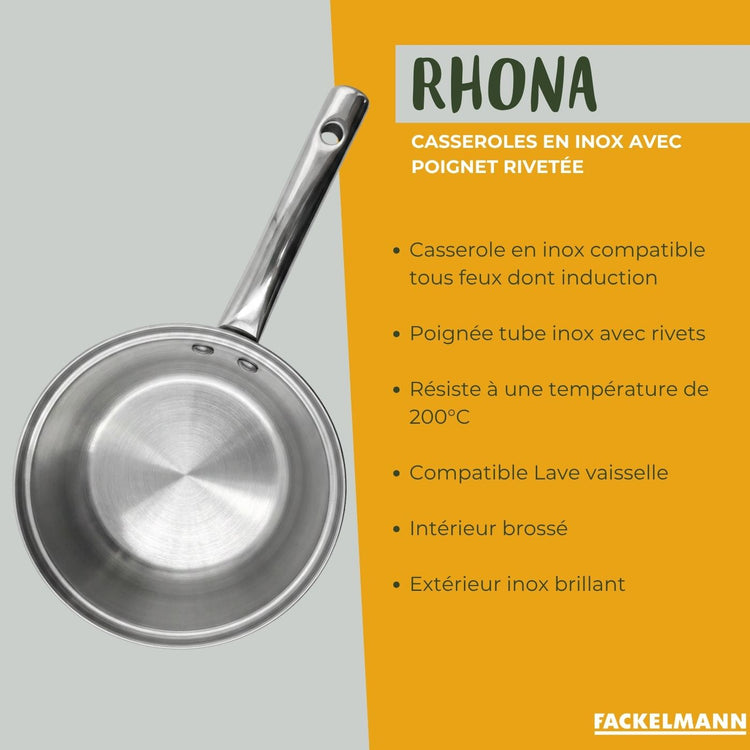 Lot de 3 casseroles 18/20/22 cm en inox Fackelmann Rhona