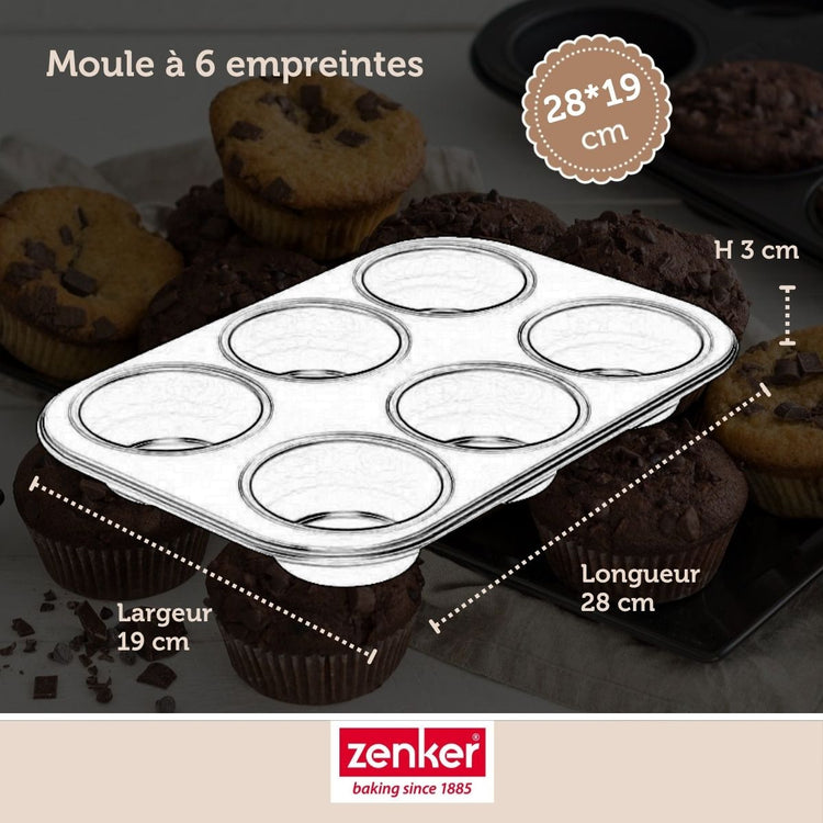 Set pâtisserie avec moule à muffins 6 empreintes 28 cm, 2 bols à mixer, verre mesureur et spatule Zenker