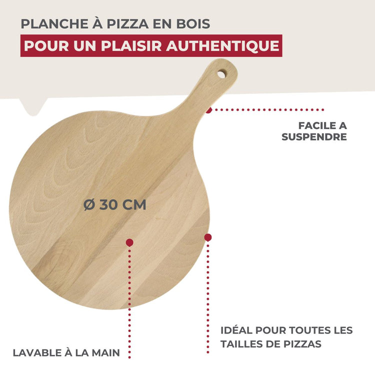 4 planches à pizza 30 cm en bois Fackelmann Boissellerie
