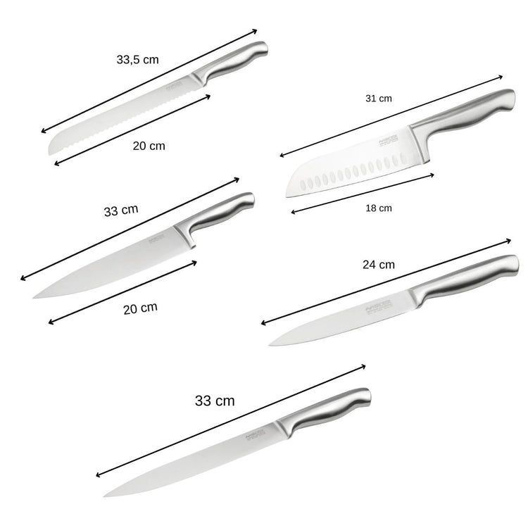 Ensemble de 5 couteaux de cuisine professionnels en inox Nirosta Star