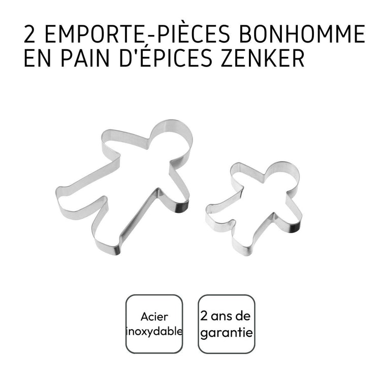 Lot de 2 emporte-pièces en forme de bonhomme en pain d'épices Zenker Emporte-pièces