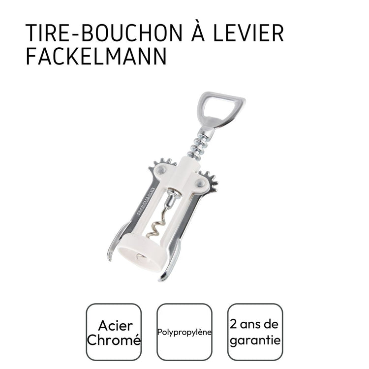 Tire-bouchon à levier blanc avec décapsuleur Fackelmann Bar Concept