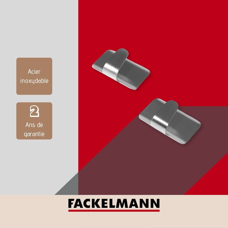 Lot de 2 crochets adhésif en acier inoxydable, Fackelmann Tecno