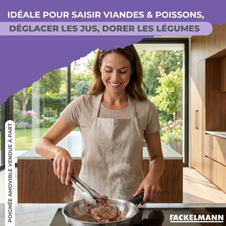 Lot de 2 poêles en inox 24 cm et 28 cm Fackelmann InoGrip