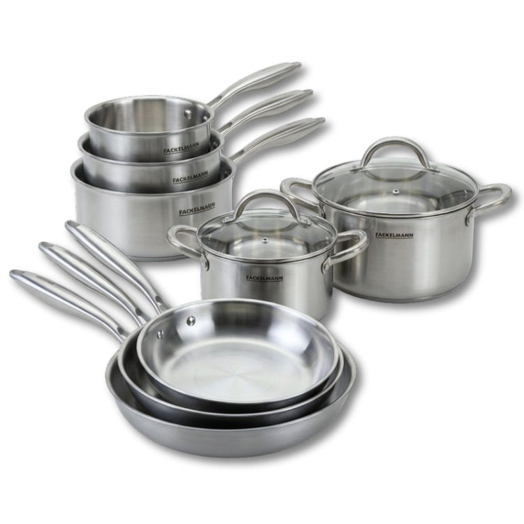 Batterie de cuisine avec 3 poêles 20/24/26 cm 2 casseroles 14/18 cm et 2 faitouts 20/24 cm sans PFAS Fackelmann Vita3