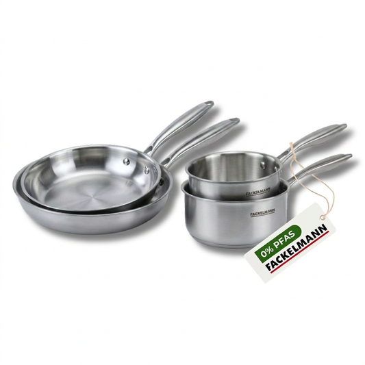 Batterie de cuisine avec 2 poêles 20/26 cm et 2 casseroles 14/18 cm sans PFAS Fackelmann Vita3