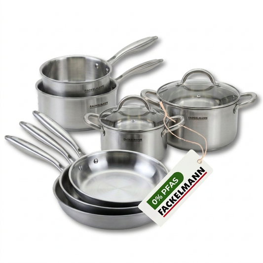 Batterie de cuisine avec 3 poêles 20/24/26 cm 2 casseroles 14/18 cm et 2 faitouts 20/24 cm sans PFAS Fackelmann Vita3