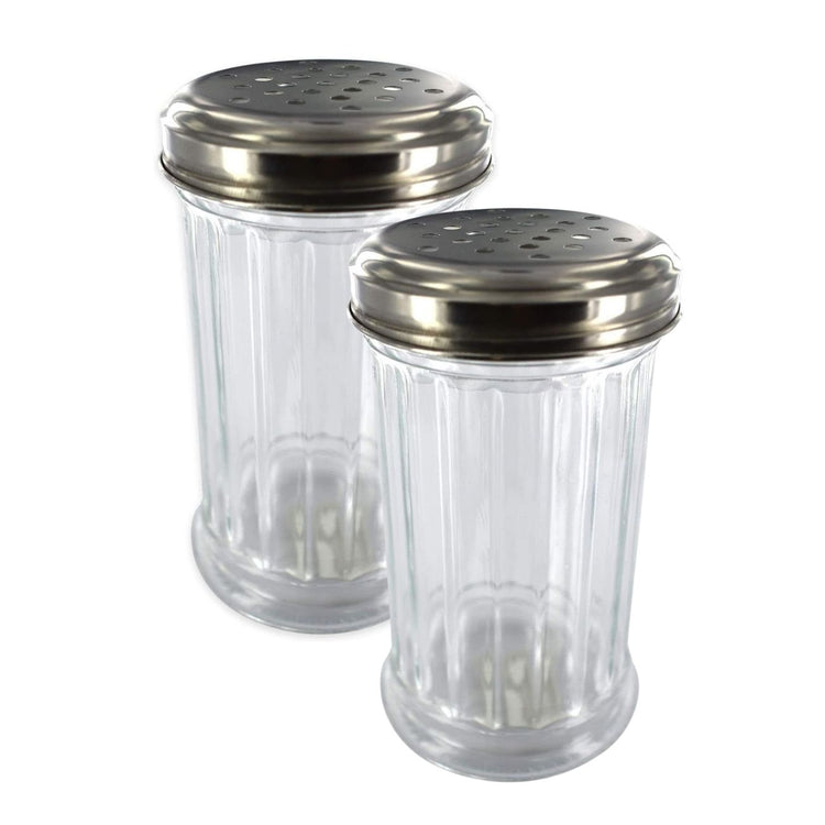 Ensemble de 2 Saupoudreuses à parmesan et sucre glace en verre 13 cm Fackelmann