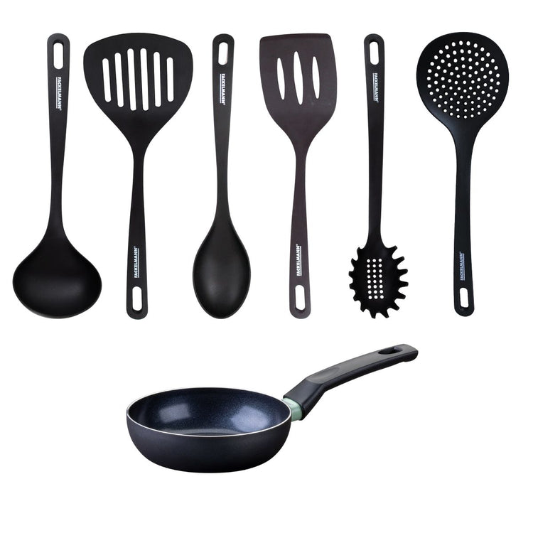 Set poêle antiadhésive céramique 16 cm et 6 ustensiles Fackelmann Brandao