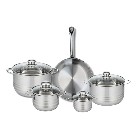 Ensemble de 1 Poêle de cuisson 28 cm et 4 faitouts 12, 16, 20 et 24 cm Elo Profi Brillant