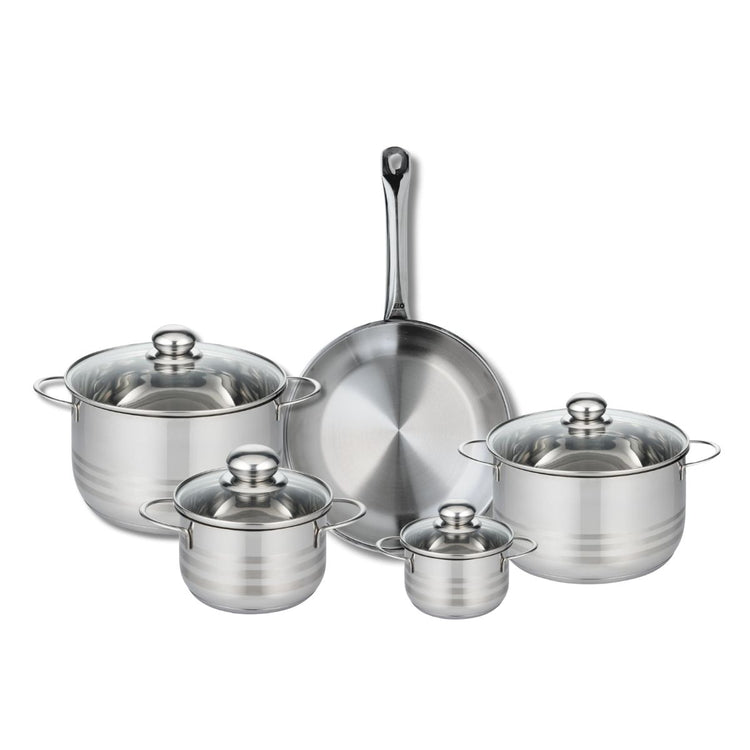 Ensemble de 1 Poêle de cuisson 28 cm et 4 faitouts 12, 16, 20 et 24 cm Elo Profi Brillant