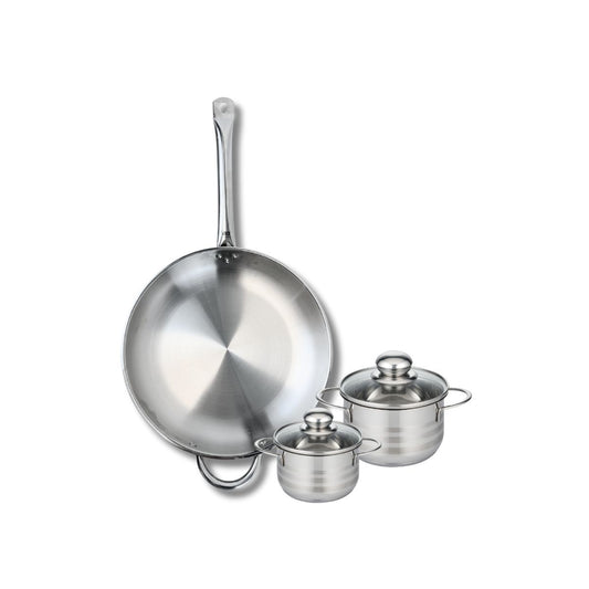 Ensemble de 1 Poêle de cuisson 32 cm et 2 faitouts 12 et 14 cm Elo Profi Brillant