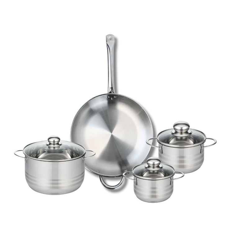Ensemble de 1 Poêle de cuisson 32 cm et 3 faitouts 14, 16 et 20 cm Elo Profi Brillant