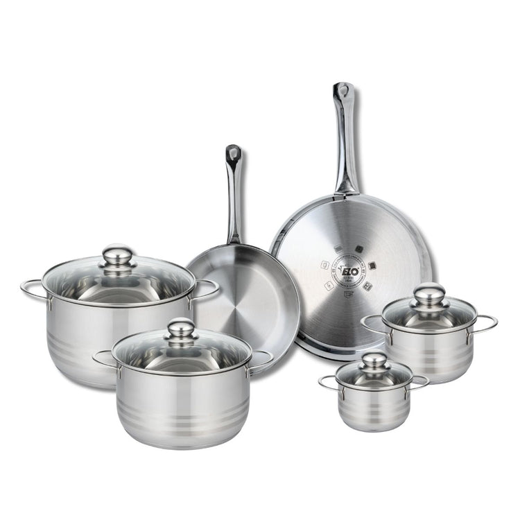 Ensemble de 2 Poêles de cuisson 24 et 28 cm et 4 faitouts 12, 14, 20 et 24 cm Elo Profi Brillant