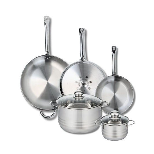 Ensemble de 3 Poêles de cuisson 24, 28 et 32 cm et 2 faitouts 14 et 24 cm Elo Profi Brillant