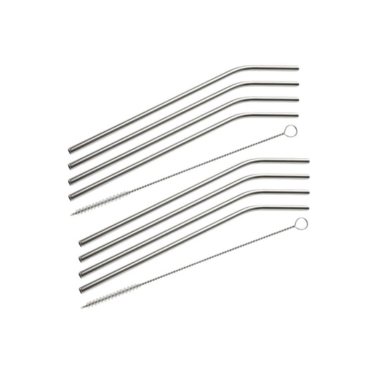 Lot de 8 pailles incurvées en inox avec goupillons 24 cm Fackelmann Bar Concept