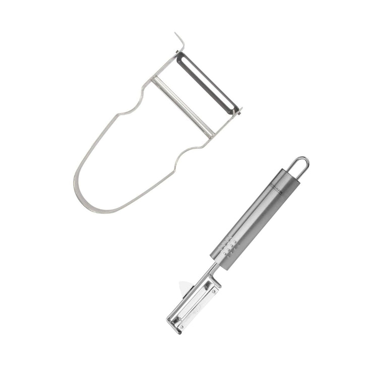 Duo Eplucheur à légumes pendule 19 cm et rasoir à légumes Castor inox 11 cm Fackelmann