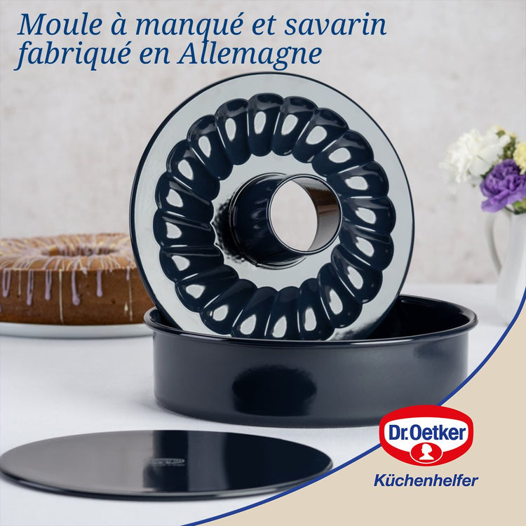 Ensemble de 2 Moules à manqué et savarin double fond 28 cm Dr. Oetker Back Liebe