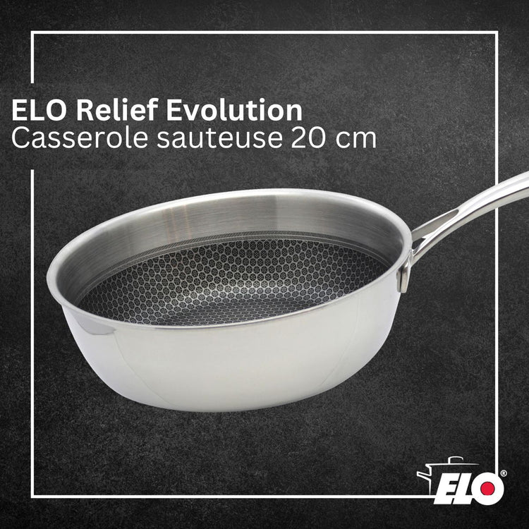Poêle sauteuse 20 cm en inox 18/10 Elo Relief Evolution