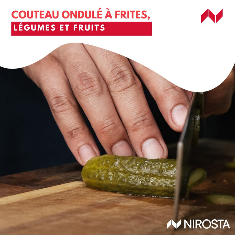 Couteau à lame ondulée pour frites, légumes et fruits Nirosta