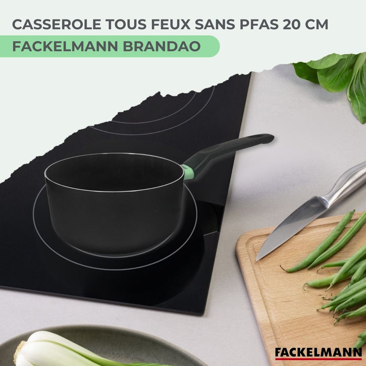 Casserole 20 cm aluminium revêtement céramique antiadhésif sans PFAS Fackelmann Brandao