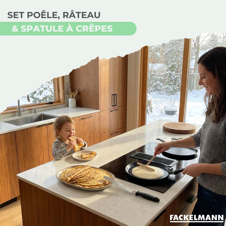 Set chandeleur crêpière 26 cm et 2 ustensiles Fackelmann Brandao