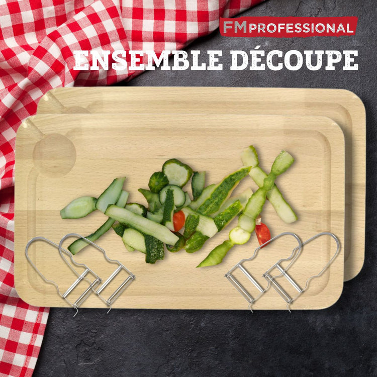 Lot de 2 Planches à découper et 4 éplucheurs à légumes FM Professional Gourmet édition