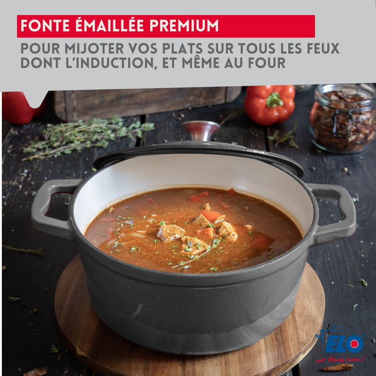 Cocotte en fonte émaillée gris classique 26 cm 4.5 L Elo