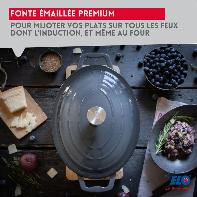 Cocotte en fonte émaillée gris classique 33 cm 5 L Elo