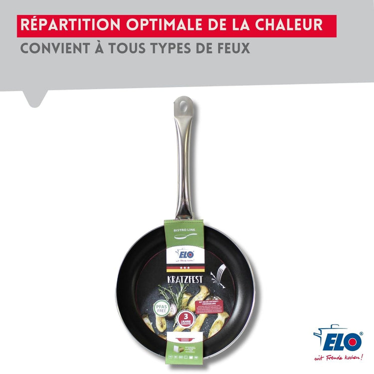 Set de 2 Poêles 28 et 32 cm céramique sans PFAS et 2 couvercles Bistro Line Elo