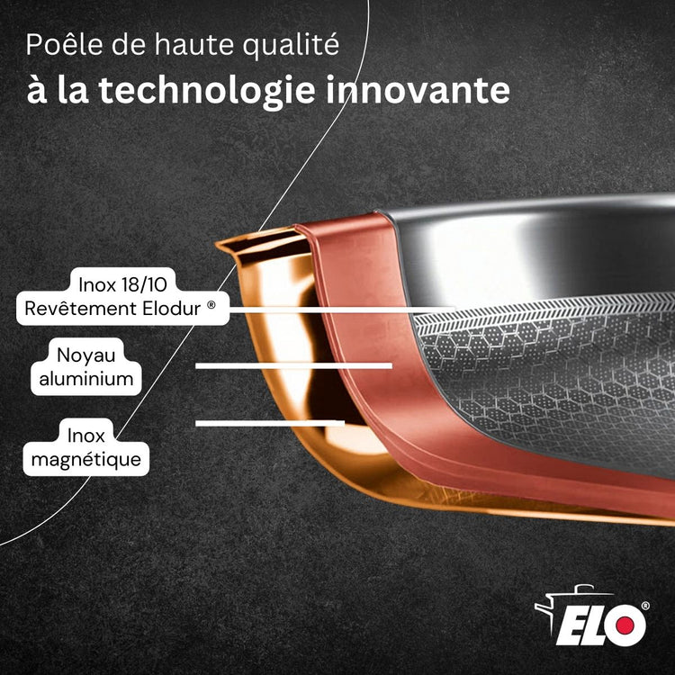 Poêle sauteuse 24 cm en inox 18/10 Elo Relief Evolution