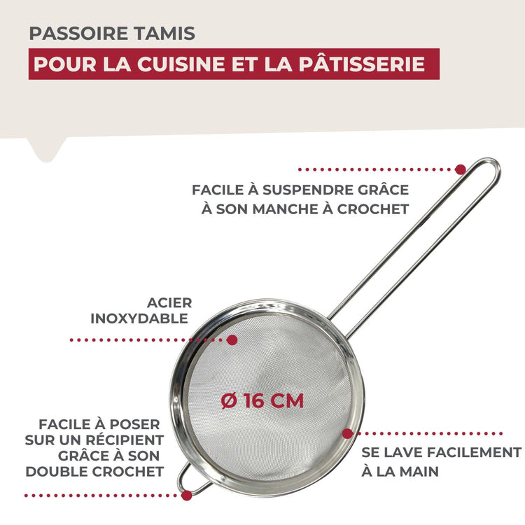 Passoire Chinois 16 cm de diamètre en inox Fackelmann