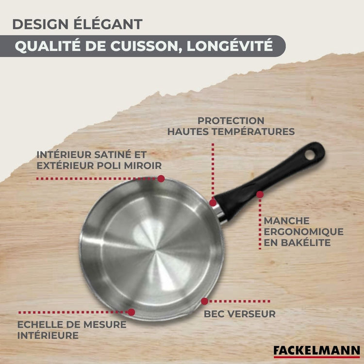 Set 3 casseroles 12 16 et 20 cm en inox Fackelmann Geneva