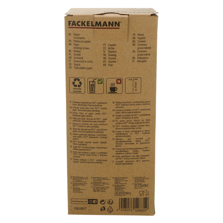 Boite de 250 pailles en papier brun Fackelmann Eco Friendly