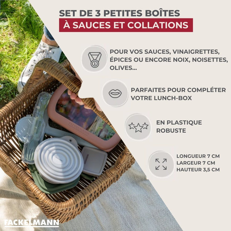 Lot de 2 lunch box 1L avec 3 boites à sauce Fackelmann Storage