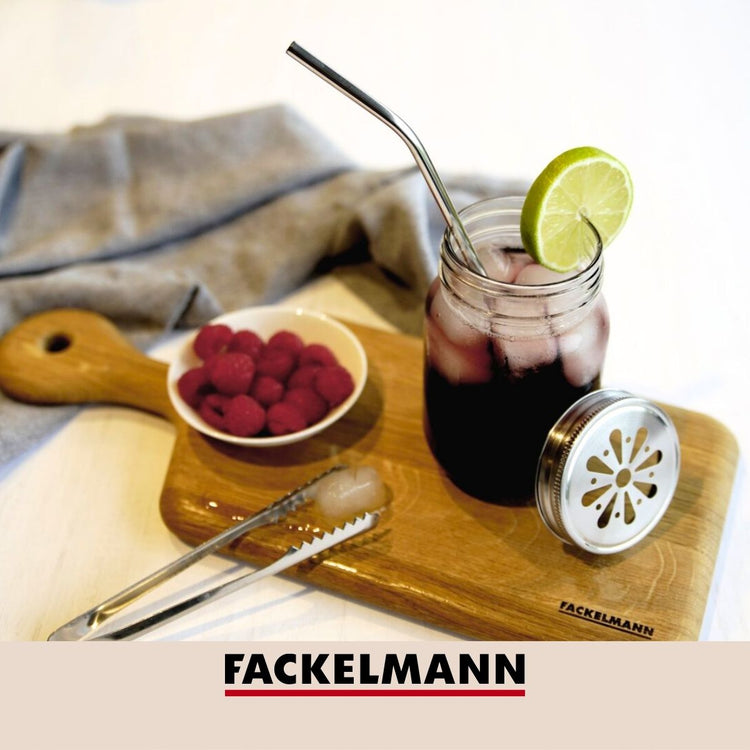 Lot de 4 pailles incurvées en inox avec goupillon Fackelmann Bar Concept