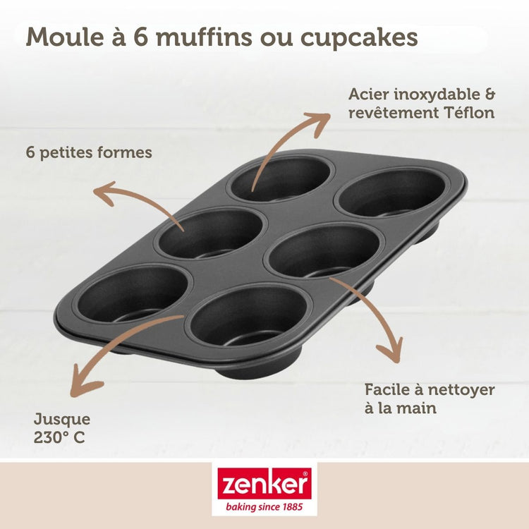 Moule à muffins 6 empreintes Zenker Black Metallic