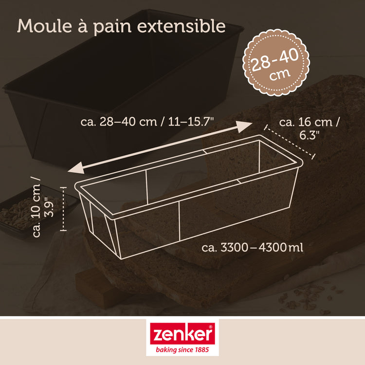 Lot de 2 Moules à cake extensibles de 28 à 40 cm Zenker Pure