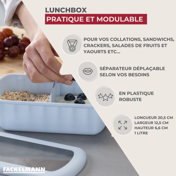 Lunchbox Bleue à compartiment réglable 1 litre sans BPA Fackelmann Storage