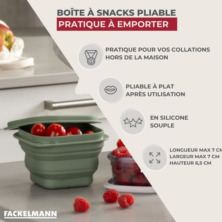 Boite à Snacks Pliable en Silicone Vert Fackelmann Storage