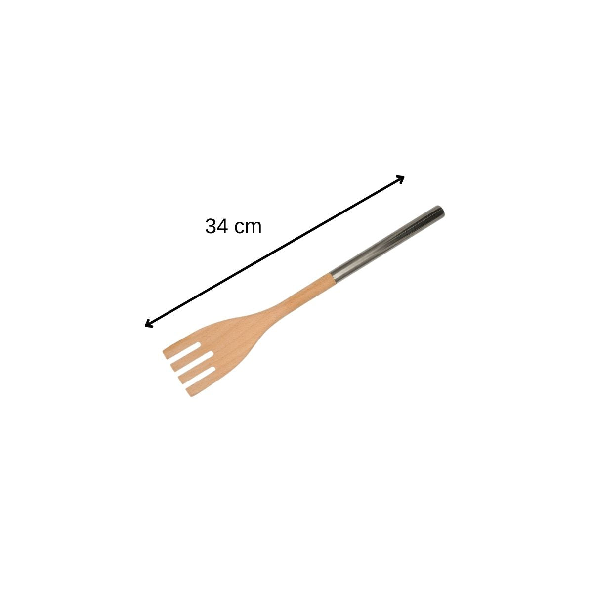 Cuillère en bois ajourée avec manche inox 34 cm en tout Fackelmann Boissellerie