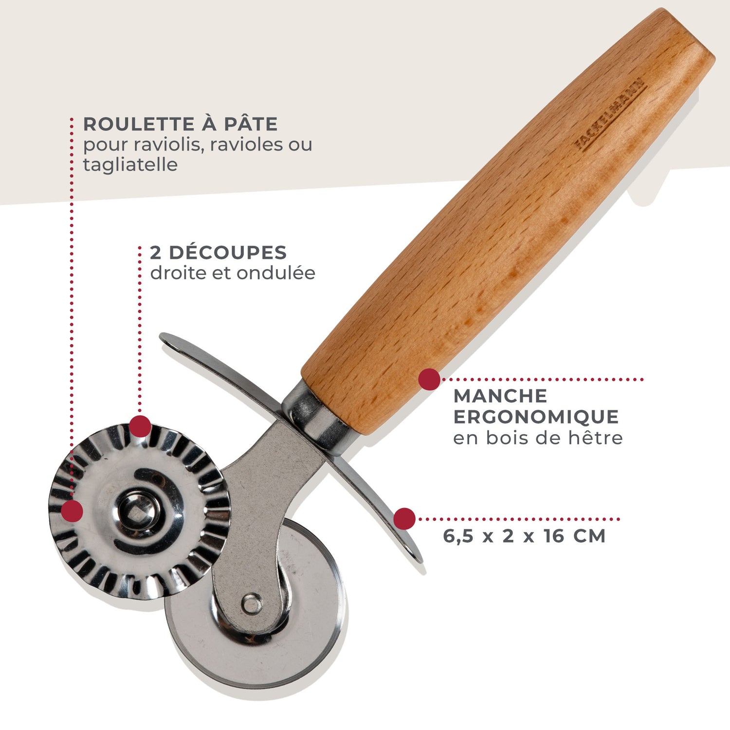 Roulette double embout pour pâtes fraiches Fackelmann Pizza & Pasta