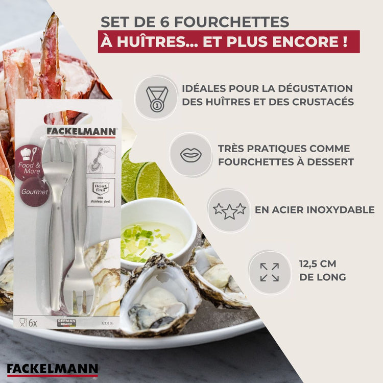 Lot de 6 fourchettes à huîtres Fackelmann