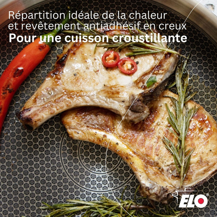 Poêle sauteuse 24 cm en inox 18/10 Elo Relief Evolution