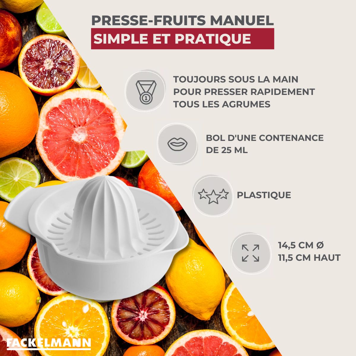 Presse-agrume avec réceptacle Fackelmann Colors Edition